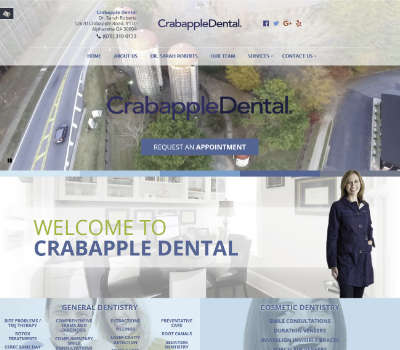 Screenshot of Crabapple Dental home page