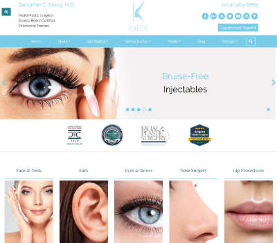 Screenshot of Kalos Facial Plastic Surgery LLC home page