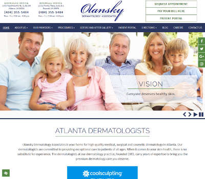 Screenshot of Olansky Dermatology Associates home page