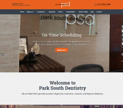 Screenshot of Park South Dentistry home page