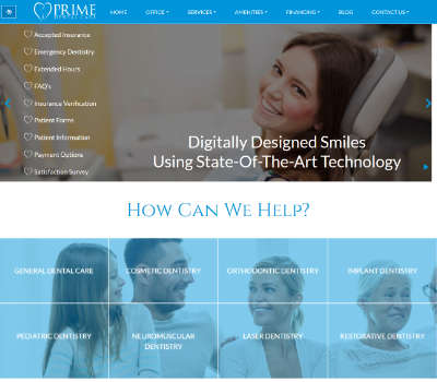 Screenshot of Prime Dental Care home page